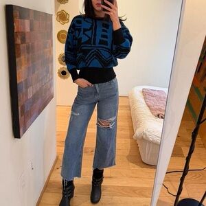 Chic Black and Blue Women's Sweater